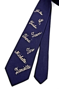 Neck Tie VTG Hand Painted Seven Sisters and Trevor 60s Blue Poly Tie 55.5" x 3" - Picture 1 of 7