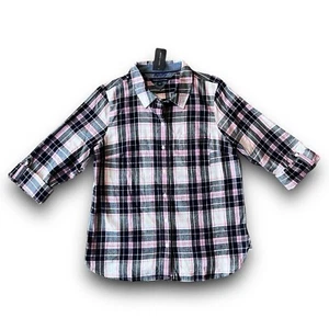 Tommy Hilfiger - Camisa con botones a cuadros con lengüeta enrollable - Para mujer talla grande - Rosa - Imagen 1 de 16