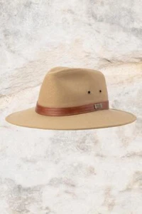 Nuevo Burke & Wills Gunner Sombrero Algodón Sarga Cepillada Invierno Protección contra el Clima Solar - Imagen 1 de 5
