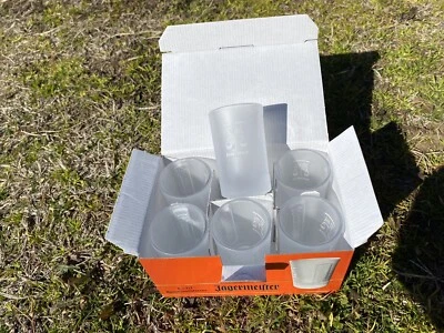 Jagermeister FROSTED Shot Glasses Set of 6 With Embossed Logo BRAND New in Box - image 1 of 4
