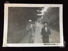 ?10983 Japanese Vintage Photo 1940S / People Suit Man Woman Road Wood Trees