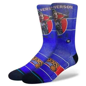Allen Iverson Philadelphia 76ers Stance Socks Blue Casual Size L - Picture 1 of 3