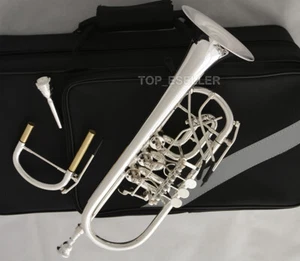 Professional Rotary Valve Trumpet C Key Upper Register Silver Plated NEW - Picture 1 of 5