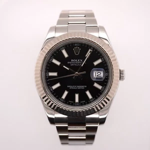 Rolex Mens Datejust II 41mm Black Stick Dial Stainless Steel Oyster Ref 116334 - Picture 1 of 10