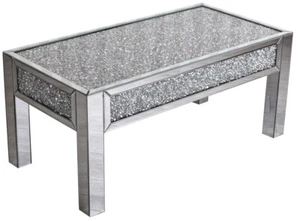 Mesa Espejados de Salón Mesita Baja Espejo Cristal Sofá Auxiliar - Imagen 1 de 5