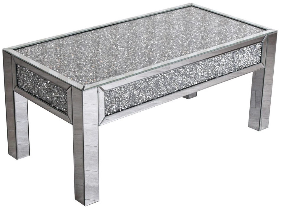 Mesa Espejados de Salón Mesita Baja Espejo Cristal Sofá Auxiliar - Imagen 1 de 4