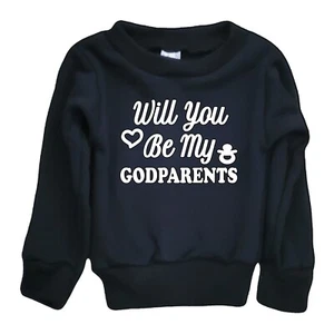 Baby Säugling Neugeborene Sweatshirts Will You Be My Godolents Halloween lustiges Horro - Bild 1 von 2