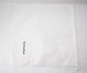 TheRealReal Printed Dust Storage Bag 25-1/8" x 25-5/8" White Drawstring Pouch - Picture 1 of 4
