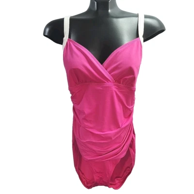 Ralph Lauren Swimsuit Pink Size 14 One Piece Bathing Suit Ruched Lined No Wire - Image 1 of 4