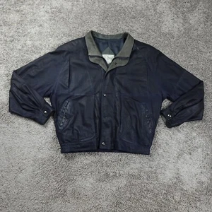 Vintage Remy Lederjacke Herren 42 Blau Weich Bomber Doppelkragen USA Made - Bild 1 von 11
