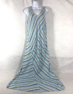 J. Jill Maxikleid Damen mittelblau gelb Etui 100% Leinen Love Linen - Bild 1 von 12