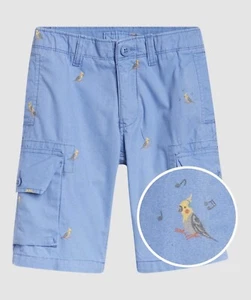 NWT Boys GAP Kids Cargo Ranger Shorts, Hanover Blue, Parrot Cockatoo Bird, 6 Reg - Picture 1 of 7
