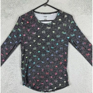 PINK Victorias Secret Sleepwear Shirt Womens Small Petite Gray Pullover Top NEW - Picture 1 of 8