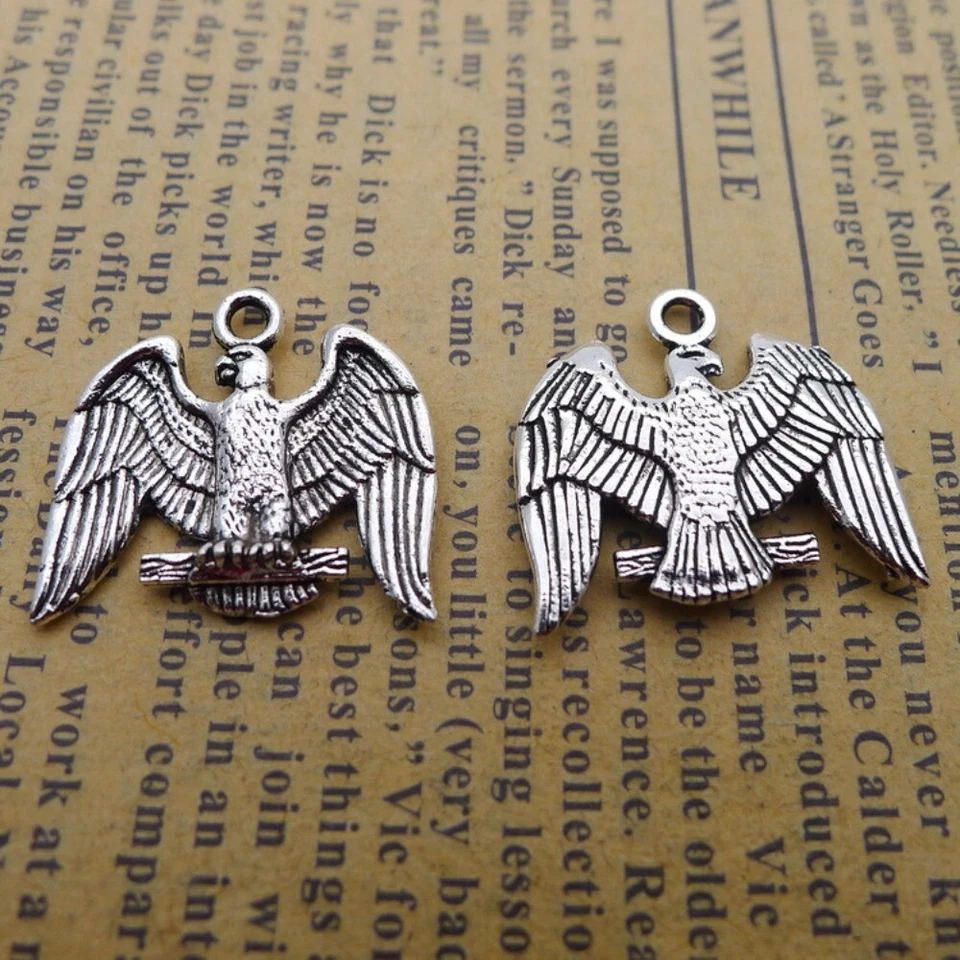 Pingente de prata antiga 100 peças amuletos de águia faça você mesmo para fazer joias - Imagem 1 de 2