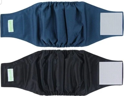 Wegreeco Washable Male Dog Diapers Set of 2 Size XXL Blue, Black    - Image 1 of 4