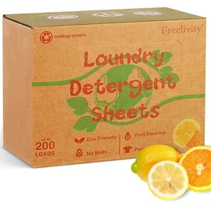Laundry Detergent Sheets, 200 Sheets Lemon Orange Scent - Eco-Friendly Plasti... - Picture 1 of 6