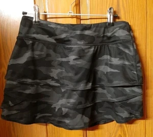 Athleta Girl Camo Lux Swing Skort Rock Stufen schwarz grau Mädchen XL (14) Jugend - Bild 1 von 5