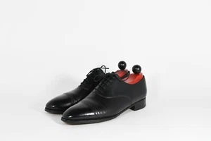 John Lobb Black Calfskin Leather Cap Toe Oxford Closed Lace Dress Shoes Size 11 - Picture 1 of 15