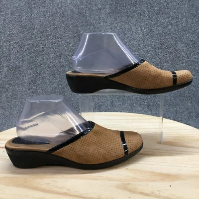 Cole Haan Zapatos Mujer 9 B Zuecos Mula Cuero Marrón Puntera Almendra Informal Cuña Foto 1 de 4