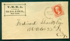 1870's, 2¢ tied on pretty Y.M.H.A. cover, VF
