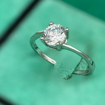 Anello Donna Solitario argento925 punto luce zircone naturale brillante elegante - Immagine 1 di 4