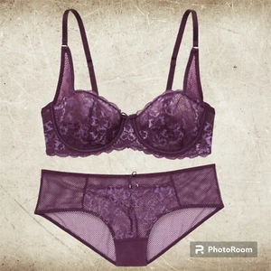NWT Adore Me Robyn Unlined Plus Purple Bra set 44DD + Hipster ***READ*** - Picture 1 of 8