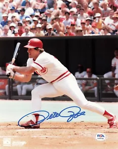 Pete Rose Cincinnati Reds Swing Signed Autograph 8 x 10 Photo PSA DNA - Picture 1 of 2