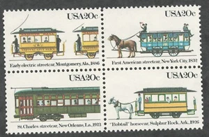 US. 2059-62. 20c. Straßenbahnen Ausgabe. 2062a. 4er Block. postfrisch. 1984 - Bild 1 von 1