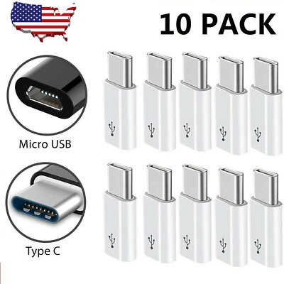 10 PACK Micro USB to USB 3.1 Type-C Data Adapter Converter For Samsung LG Google - Image 1 of 4