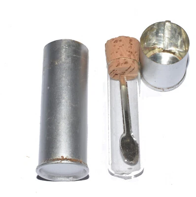 x2 Medical Army Surplus Field UNUSED glass probe steel case 9 x 2.5 cm - Image 1 of 4