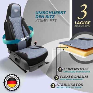 Fundas de asiento Pilot adecuadas para Jaguar XJ X351 (negro-azul) | Asientos delanteros HERM206 - Imagen 1 de 10