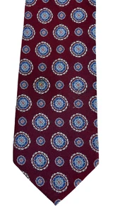 Brooks Brothers 346 Herrenkrawatte weinrot blau Kreise Vollseide Hergestellt in den USA - Bild 1 von 5