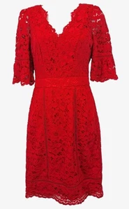 REVIEW Lace Red Dress Size 8 A Line Cocktail - Picture 1 of 9