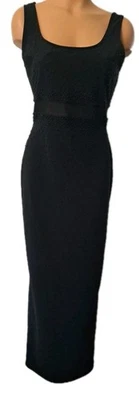 Vintage Y2K Adrianna Papell Evening Beaded Black Dress Mesh Midriff Size 10 - Image 1 of 4