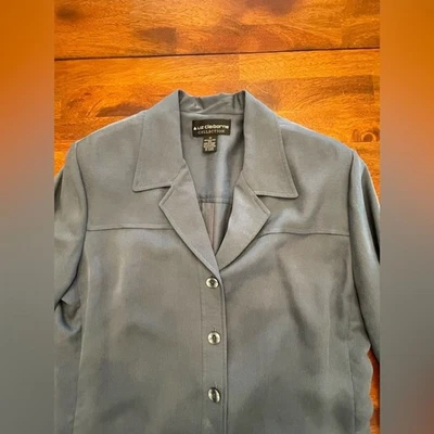 Blazer vintage Liz Claiborne para mujer color carbón seda - talla 10 Foto 1 de 4