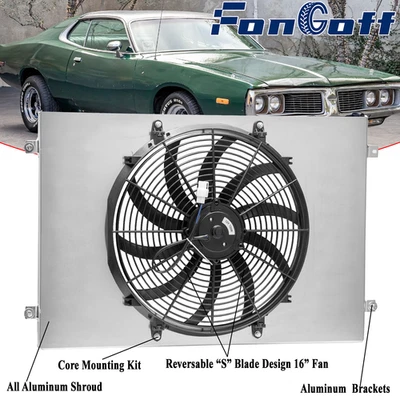 DPI503 Shroud+Electric Fan For 1973-1978 Dodge Charger Coronet Mopar 7.2L V8 NEW - Imagem 1 de 4