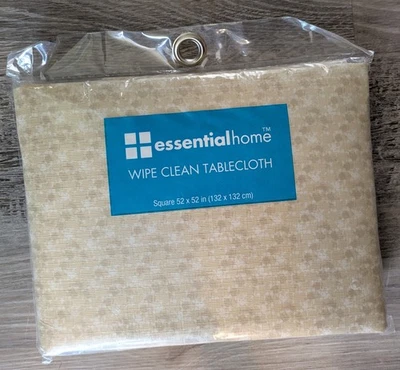 Kmart Essential Home Square Tablecloth Small Diamond Tan 52" x 52" New Vintage - Image 1 of 4