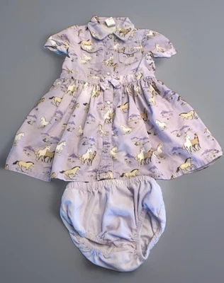 Vestido de pana lavanda 3T Gymboree para niña pequeña con flores, caballo ecuestre Foto 1 de 4