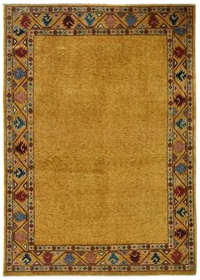 Handmade Kazak Pakistan Rug 6X9 ft Geometric Design Oriental Living Room Carpet - Image 1 of 4