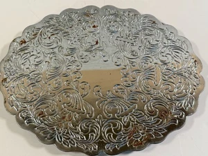 Vintage Silver Footed Trivet Etched Floral Ornate Kitchen Dining Serving Decor - Picture 1 of 7