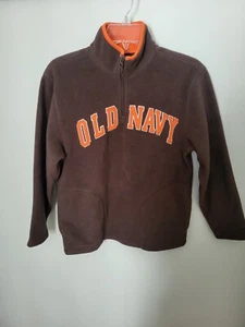 Maglione Pullover Pile Old Navy Ragazzo Grande 1/4 Zip Tasche Marrone Arancione - Foto 1 di 6
