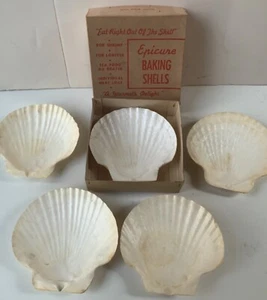 5 EPICURE BAKING SHELLS pre1963 in ORIGINAL BOX. UNUSED. EAT RIGHT OF THE SHELLS - Picture 1 of 3