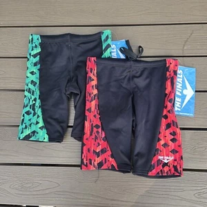 TYR The Finals Boy Omega Splice Red Green Splice Swim Jammer Sz 24 NEW Bundle - Picture 1 of 4