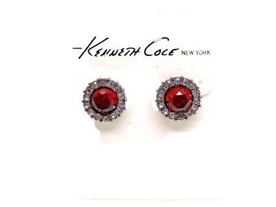 Pendientes Kenneth Cole Cristal Tono Plateado Rojo ¡Nuevos! Nuevo con etiquetas Foto 1 de 3