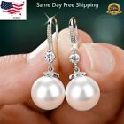 Gorgeous Silver Plated Drop Earrings For Women White Pearl Jewelry Lab-created