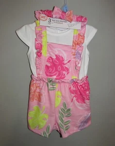 Infant Girls CUTE 3 Piece 'Pink Tropical' Outfit (Size 3-6 M) BRAND NEW W TAGS - Picture 1 of 3