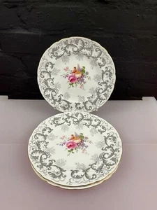 3 x Royal Crown Derby Grey Scroll A520 Salad Plates 22 cm Wide Set - Picture 1 of 4