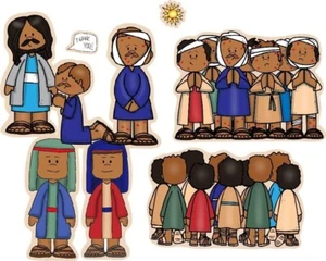 Jesús sana 10 figuras de fieltro de leprosos para tablero de franela historias bíblicas del Nuevo Testamento - Imagen 1 de 2