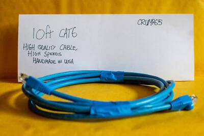 Cable Ethernet Cat6 de 50 pies - RJ45, cobre macizo - hecho a mano y probado en EE. UU. Foto 1 de 4