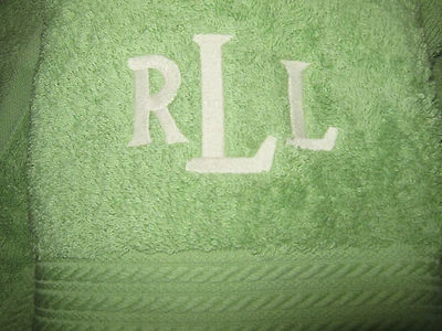 Ralph Lauren Monogrammed Towels (NWT) Set of 3 "APPLE GREEN" Made in India - Image 1 of 4